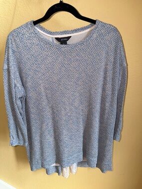 Ali Miles XL Top Light Blue Textured open lace back